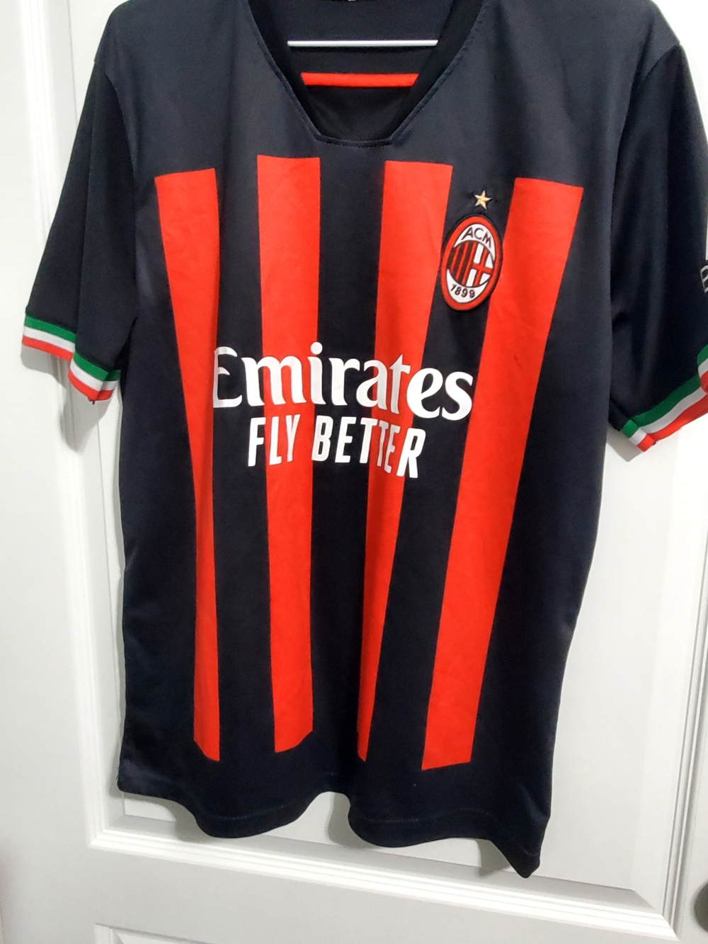 AC Milan Black & Red Striped Soccer Jersey
